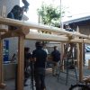 宇治茶園小屋建設−11　庇の仮組　9月5日