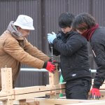 京北森林組合倉庫建設ー４　フレーム組み立て　1月15日